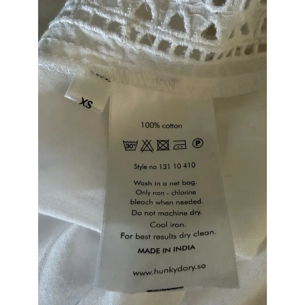 HUNKYDORY Stockholm Sweden 100% Cotton Eyelet Swim Cover Size XS